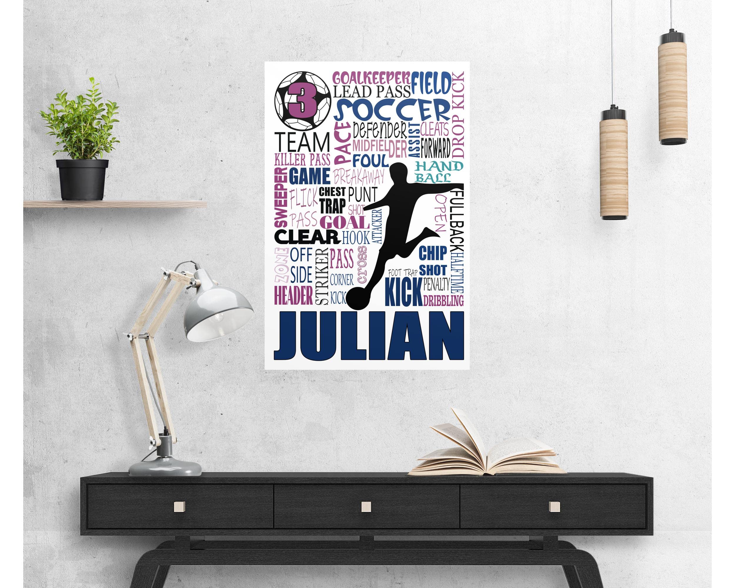 FESOGO Soccer Wall Art - Inspirational Football Typography Print with Motivational Quotes, Abstract Decor for Home, Living Room, Bedroom & Office - Perfect for Sports Fans & Gift Giving - UNFRAMED Poster