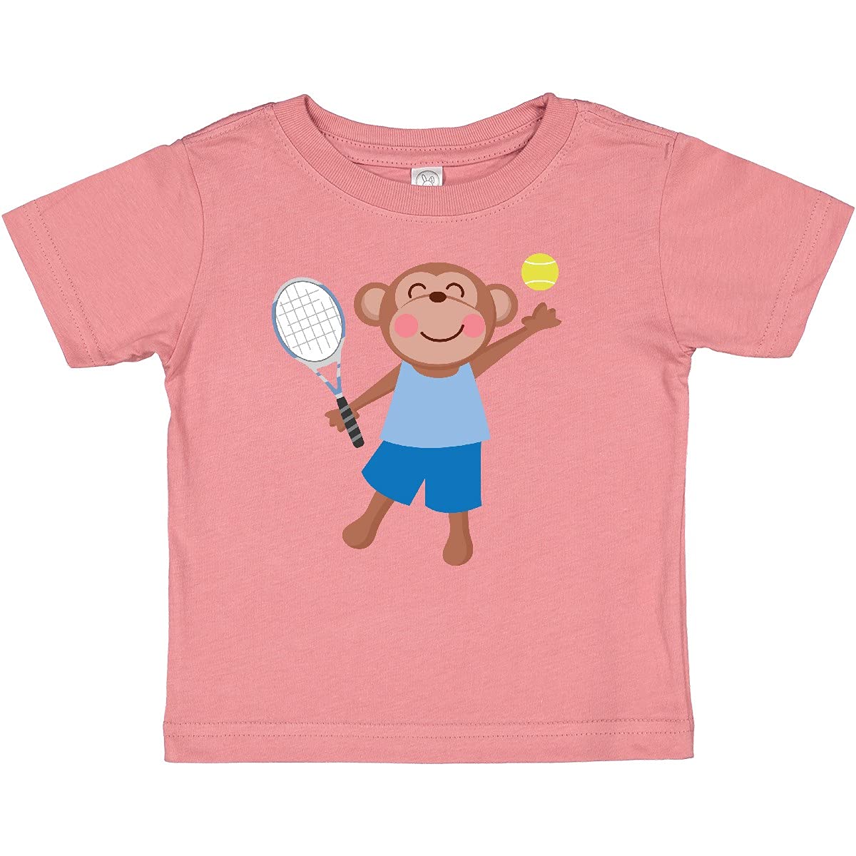Inktastic Tennis Monkey Kids Baby T-Shirt - Cute Cartoon Animal Graphic Tee for Boys & Girls - Soft Cotton Toddler Shirt for Sports, Playtime & Casual Wear