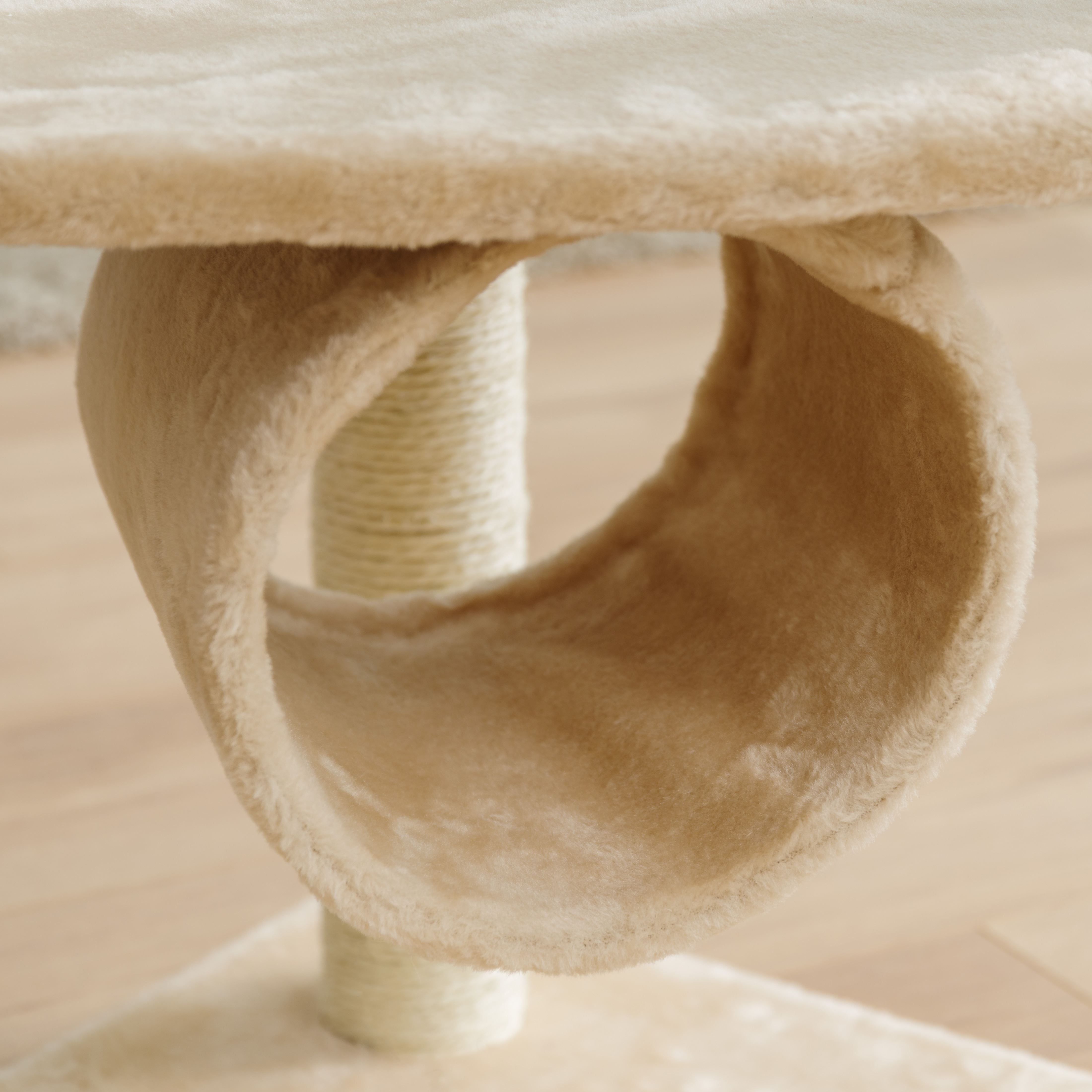 Premium 3-Tier Beige Cat Tree with Scratching Posts - Cozy Perch for Indoor Cats to Play, Climb & Relax