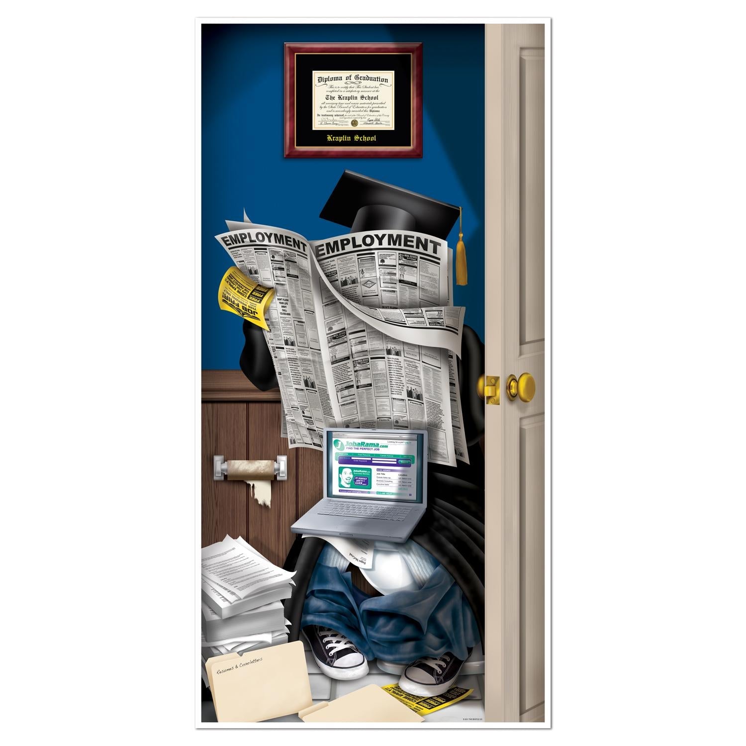 12 Pack Beistle Graduation Restroom Door Covers - Decorative Bathroom Decor for Graduation Parties, School Events & Celebrations