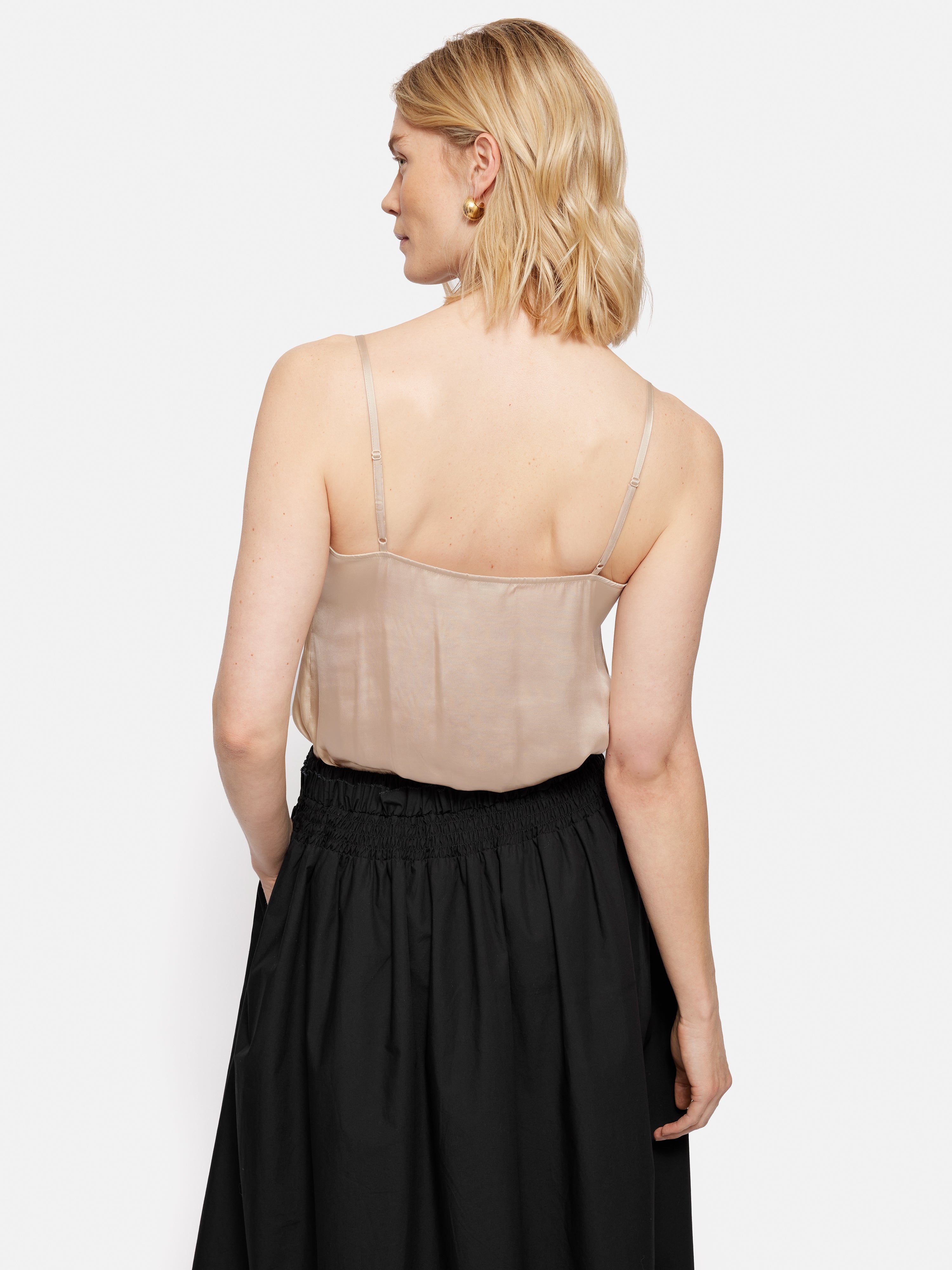 Eco-Friendly Recycled Satin Cami Top - Cream | Sustainable Women's Fashion for Casual Wear & Layering