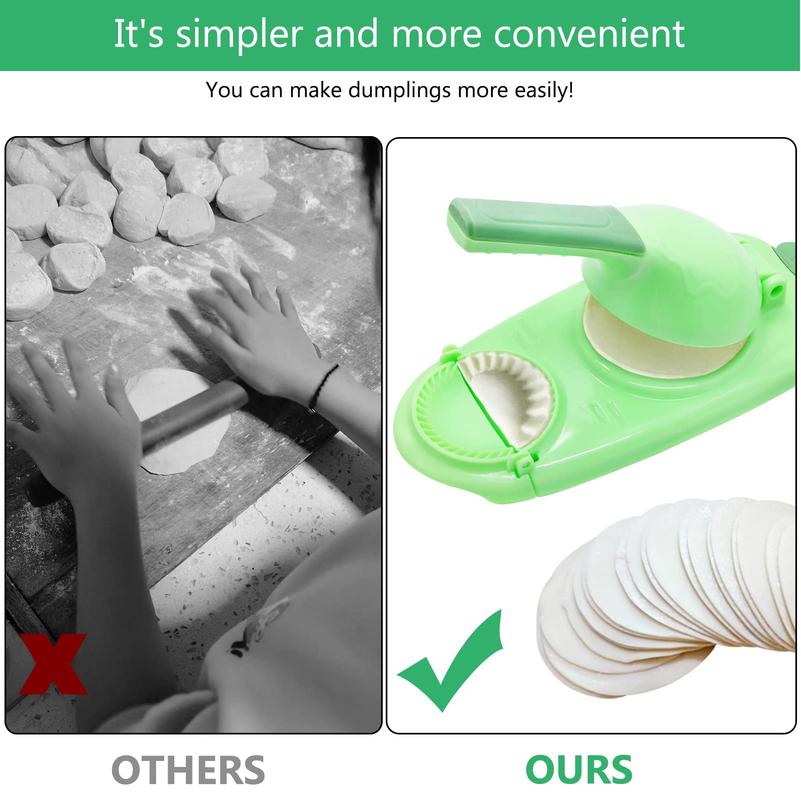 2 in 1 Dumpling Maker Machine - Manual Dumpling Press & Dough Wrapper Mold for Homemade Dumplings | Kitchen DIY Tool for Dumpling Skin Press & Baking Pastry | Perfect for Asian Cooking, Family Gatherings & Holiday Meal Prep