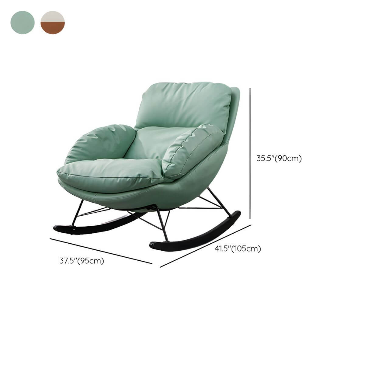 Upholstered Button Tufted Wooden Rocking Accent Chair with Black Legs - Comfortable Nursery Rocker for Baby Room, Living Room & Bedroom