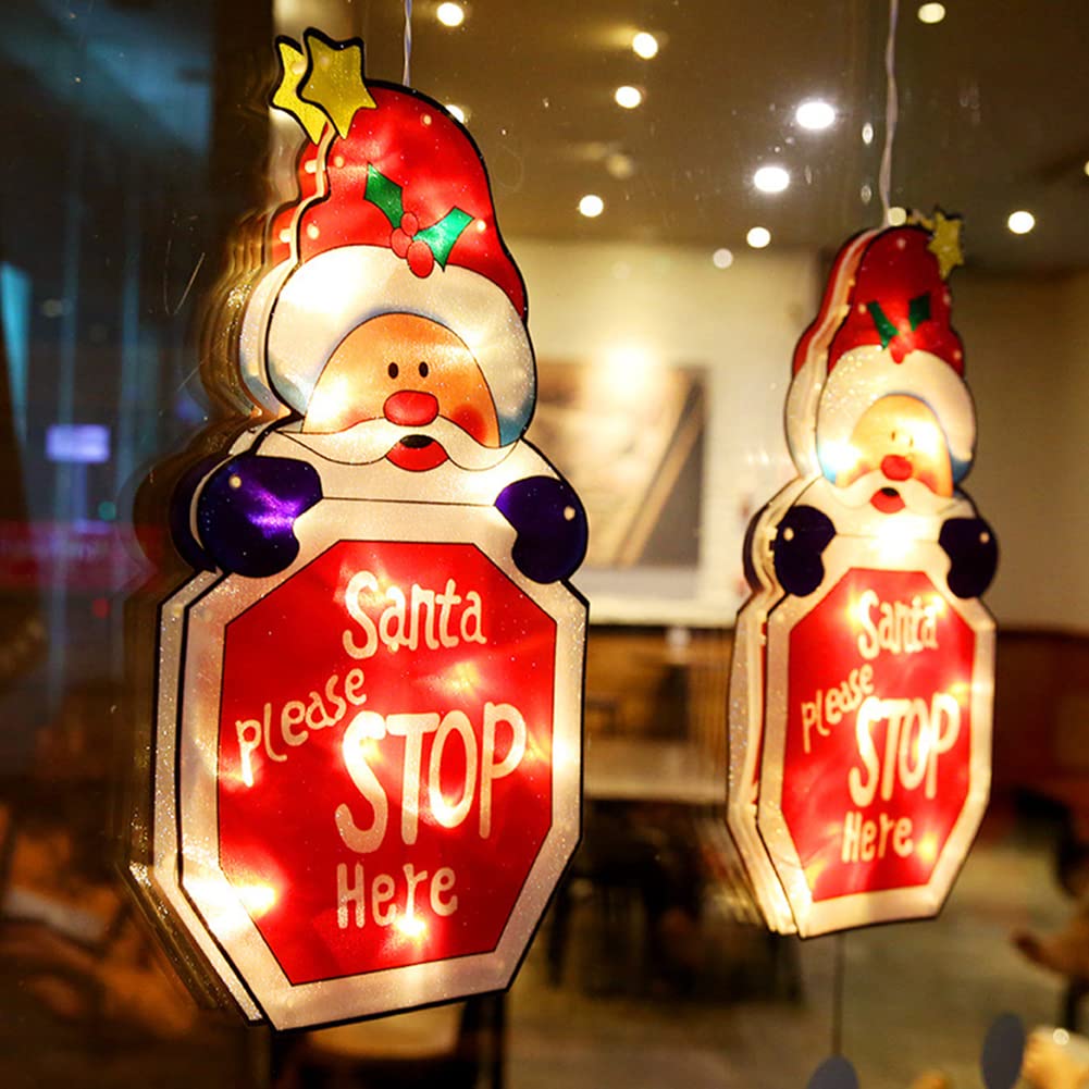 Christmas LED Window Hanging Decor with Suction Cups - Indoor/Outdoor Holiday Lights for Xmas Party, Home Decoration, Store Display & Winter Festival Decorations