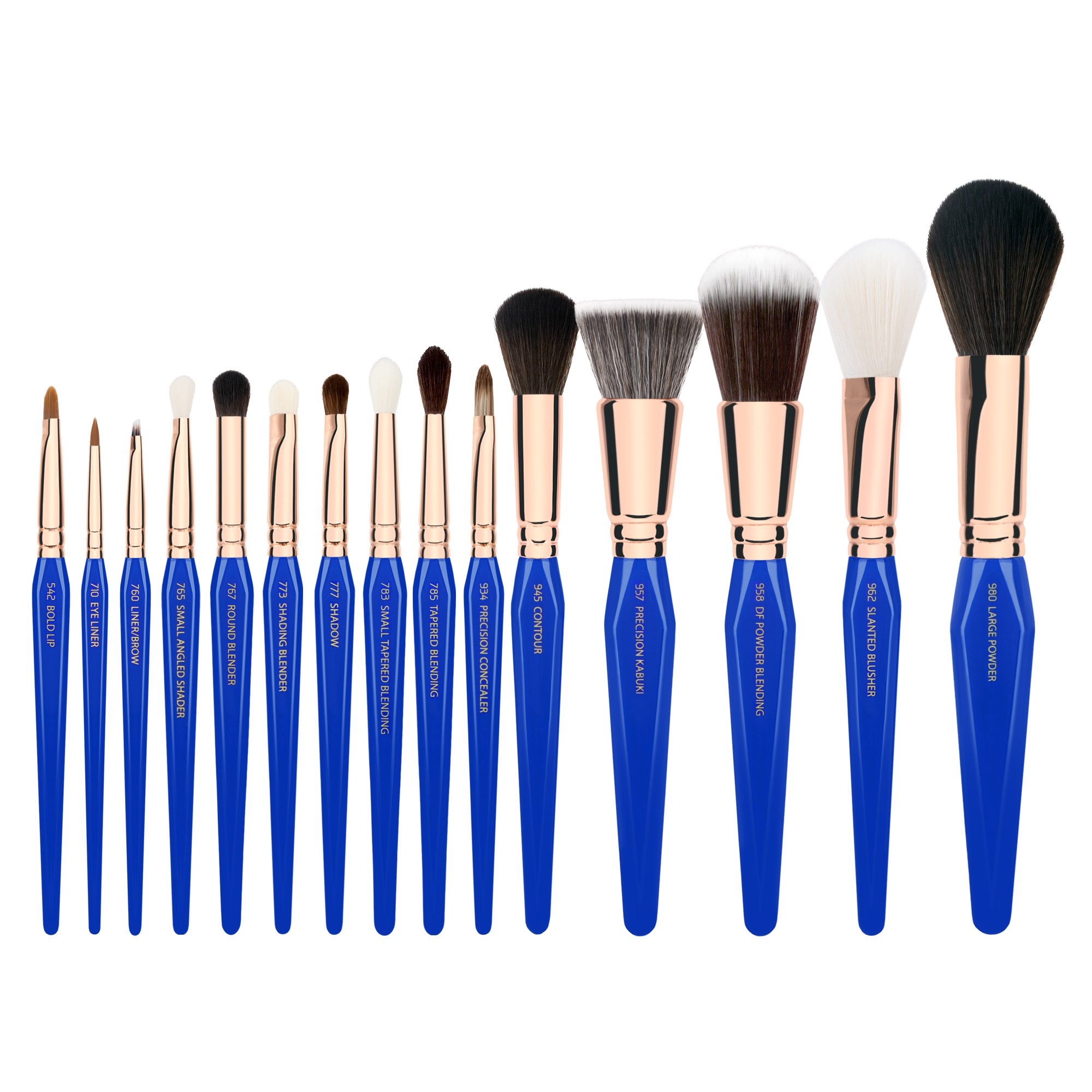 Bdellium Tools Professional Makeup Brush Set - 15 Piece Golden Triangle Collection with Stand-Up Pouch | Perfect for Makeup Artists & Beginners | Ideal for Contouring, Blending & Full Face Makeup Application