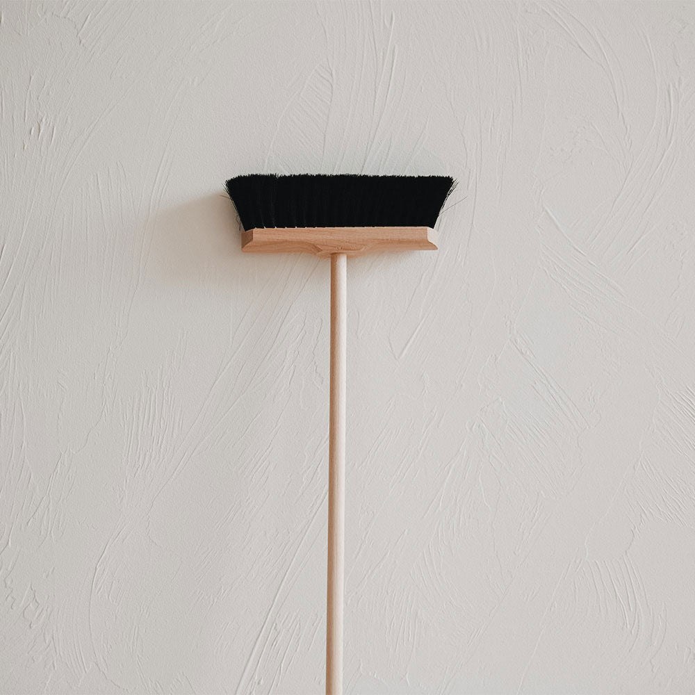 Short Wooden Push Broom - Compact Dustpan & Broom Set for Hardwood Floors | Perfect for Small Spaces, RVs & Tight Corners