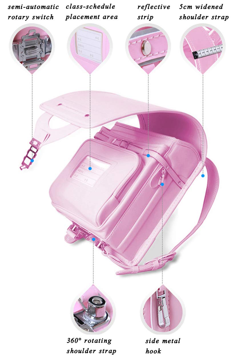 Japanese Semi-Automatic Randoseru School Bag - Waterproof PU Leather Backpack for Kids & Teens - Perfect for School, Travel, and Daily Use