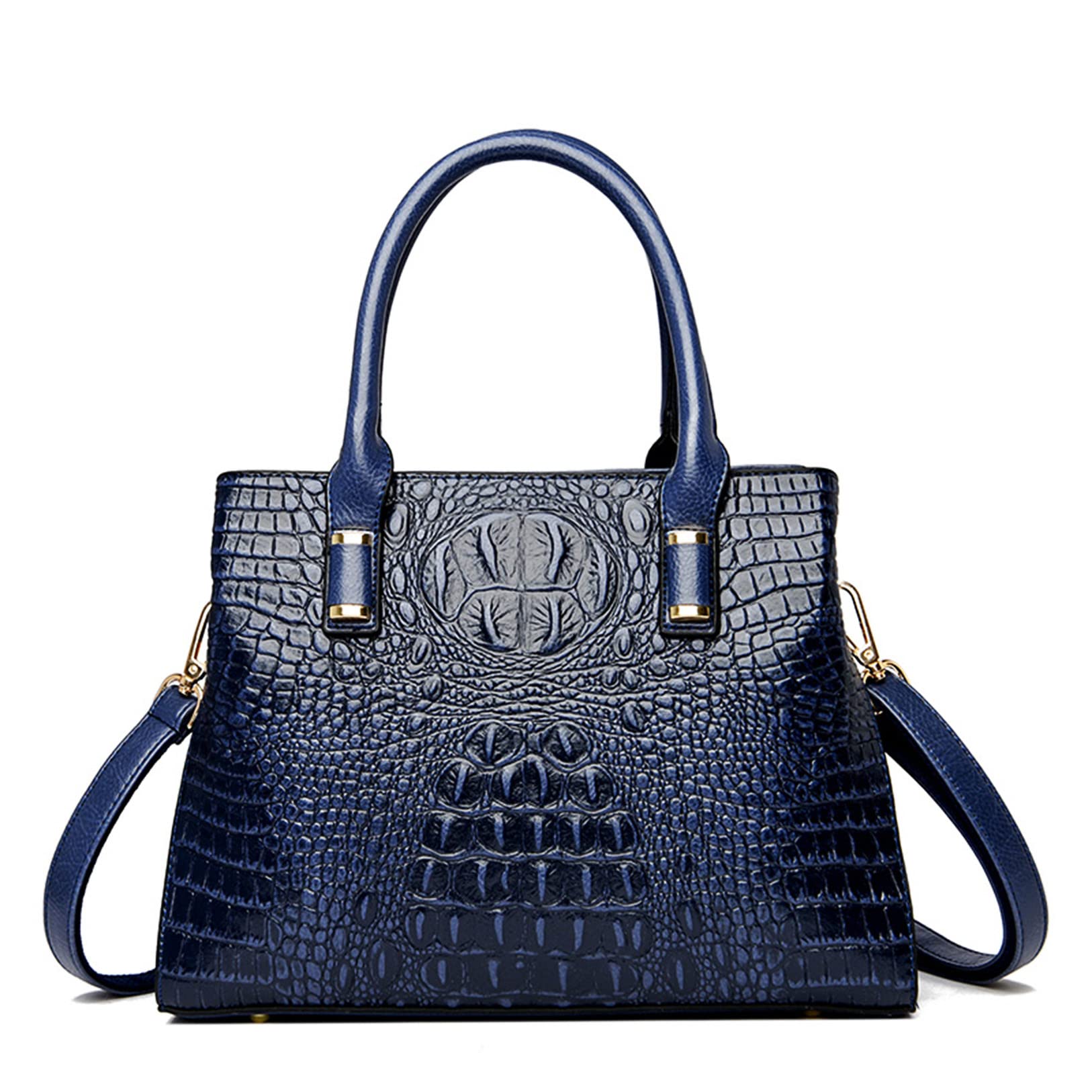 Stylish Women's PU Leather Handbags - Crocodile Pattern Top Handle Satchel Tote & Crossbody Shoulder Bag for Work, Travel & Daily Use