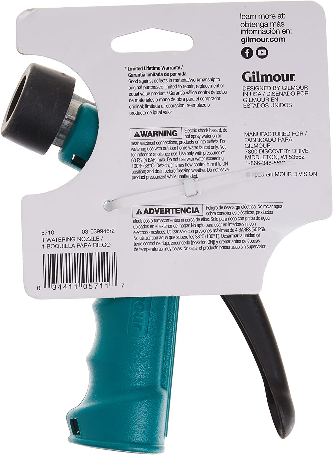 Gilmour Insulated Grip Water Hose Nozzle with Threaded Front - Heavy Duty Spray Nozzle for Garden, Lawn & Car Washing - 3 Pack - Perfect for Outdoor Cleaning, Watering Plants & Pressure Washing