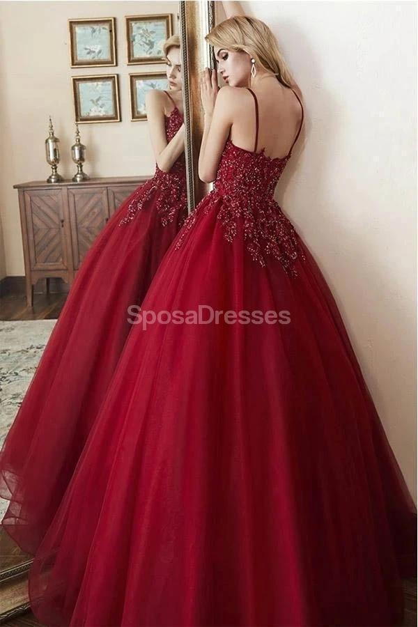 Elegant Dark Red Spaghetti Straps Lace Beaded A-Line Long Evening Prom Dress for Women - Perfect for Formal Parties, Homecoming, and Special Occasions