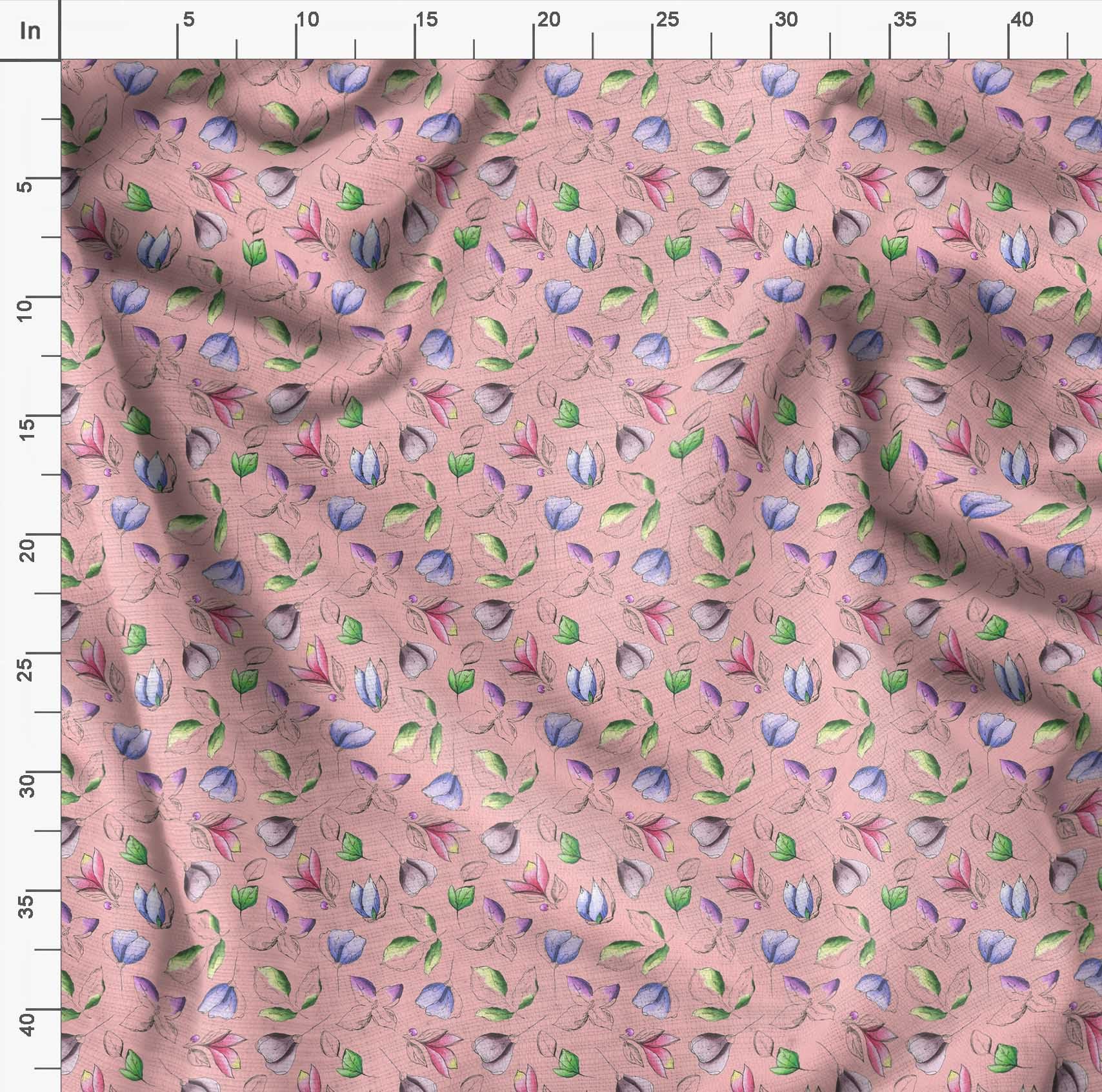 Soimoi Moss Georgette Pink Fabric by The Yard - 42 Inch Wide Artistic Leaf & Floral Printed Fabric for Dresses, Curtains & DIY Fashion Projects - Elegant & Trendy Home Decor & Crafting Material
