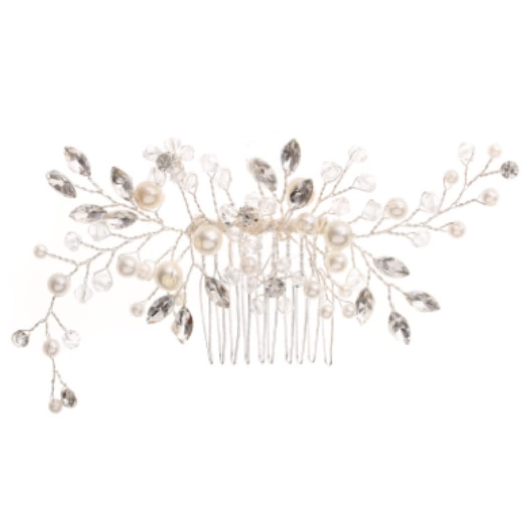 Crystal Rhinestone Pearl Bridal Hair Comb for Women - Wedding Hair Jewelry Side Comb Clip with Crown Design for Bridesmaids & Special Occasions