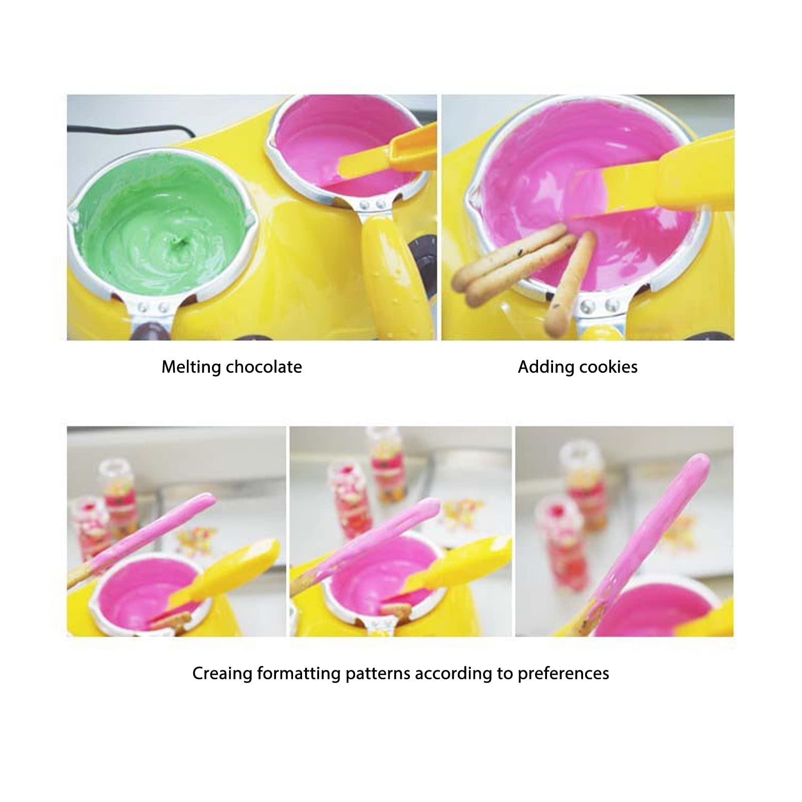Jeanoko Electric Chocolate Fondue Melter - Double Pot Chocolate Melting Machine for Candy, Desserts & DIY Treats - Perfect for Parties, Holidays & Family Gatherings (Yellow)