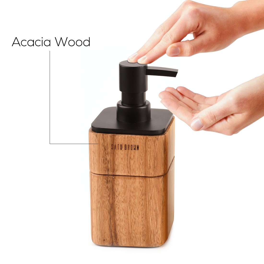 Premium Acacia Wood Bathroom Accessory Set - 3-Piece Soap Dispenser, Tumbler & Soap Dish | Modern Bathroom Decor, Housewarming Gift for Spa-Like Luxury at Home
