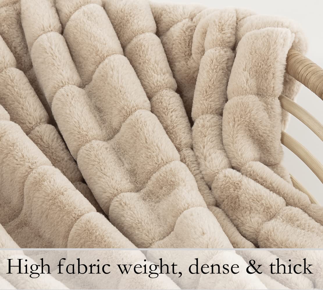 Premium Faux Fur Throw Blanket - Ultra Soft Double Sided Fluffy Blanket for Winter, Sofa & Couch - Warm & Cozy 50
