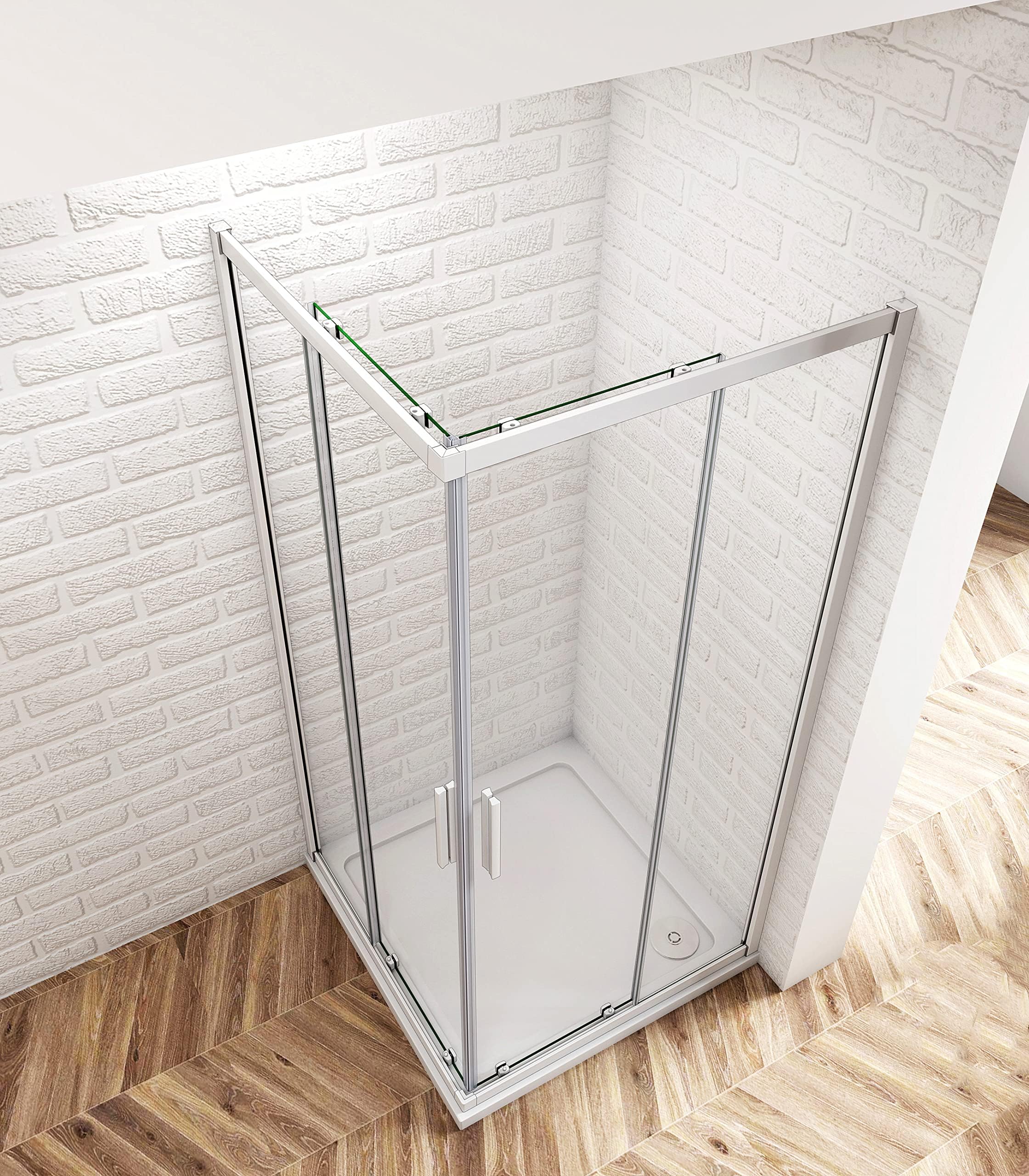 Aica 80x80cm Corner Shower Cubicle Enclosure with Safety Clear Glass (185cm Height) - Perfect for Modern Bathrooms & Space-Saving Solutions