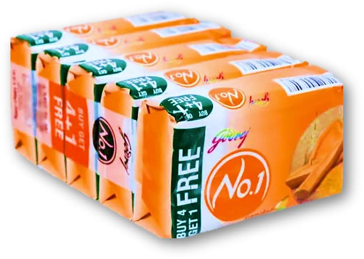 Godrej No.1 Sandal & Turmeric Soap 500g (Buy 4 Get 1 Free) - Ayurvedic Skin Care for Glowing Complexion - Perfect for Daily Bath & Moisturizing