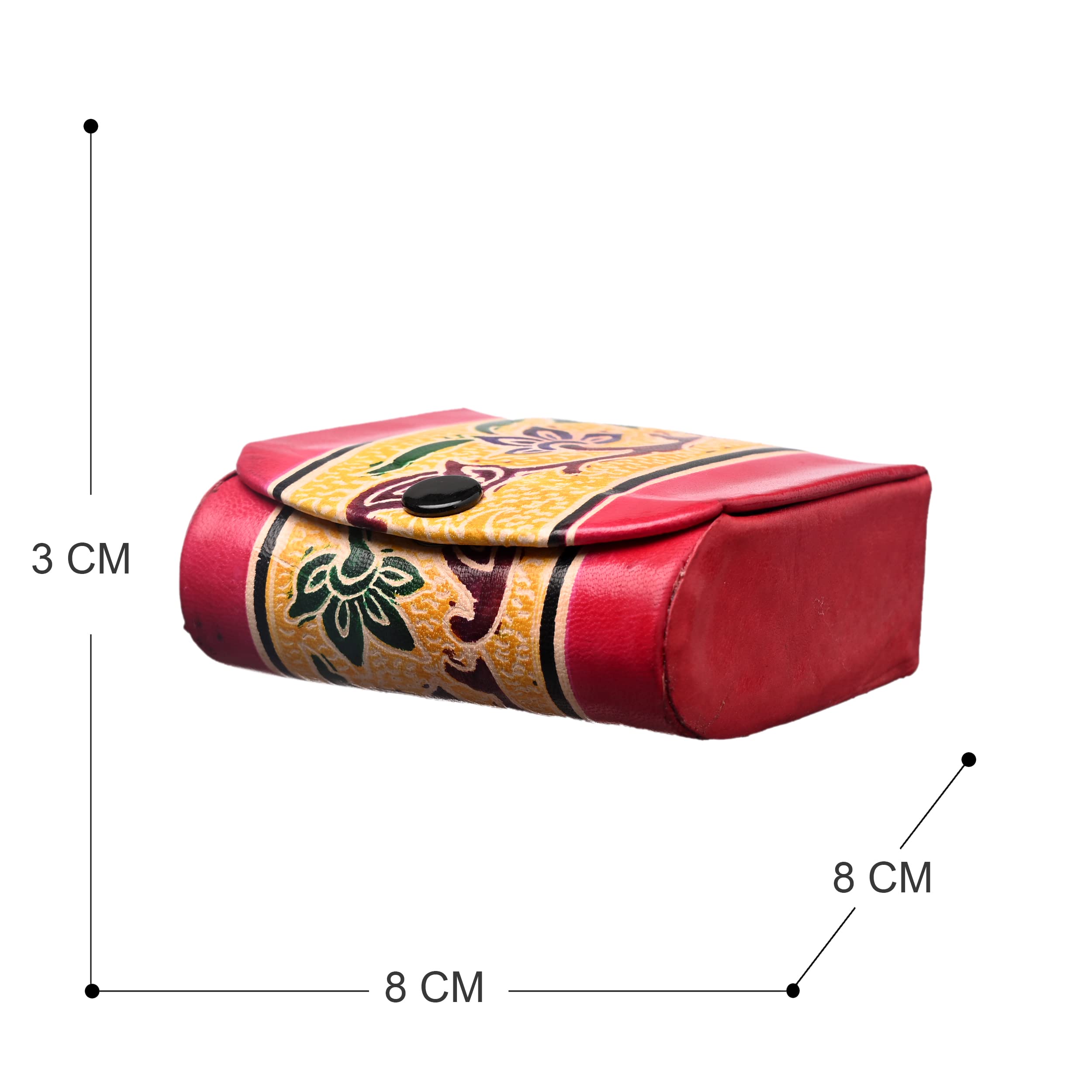 Premium Leather Lipstick Holder with Mirror - Traditional Floral Design Jewelry Box Organizer for 2 Lipsticks, Perfect for Handbags & Crossbody Bags (Red) - Ideal Gift for Women, Travel & Daily Makeup Storage