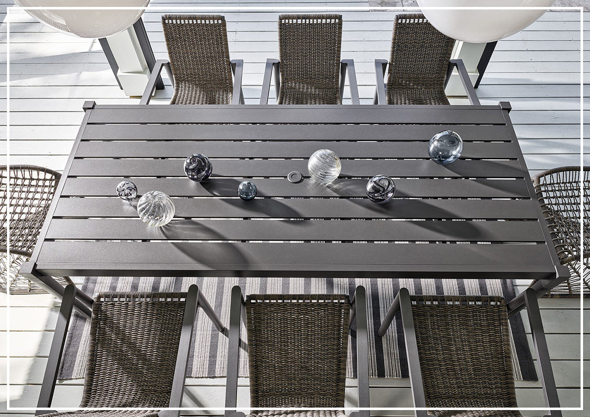 Universal Coastal Living Seneca Outdoor Concrete Rectangular Dining Table - Weatherproof Patio Furniture for Backyard, Poolside & Garden Dining