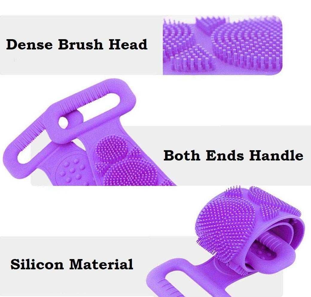 Luxula Silicone Double Sided Exfoliating Back Scrubber - Long Handle Body Brush for Dead Skin Removal - Men & Women Bath Accessories (Multicolor) - Perfect for Shower, Spa & Deep Cleansing at Home
