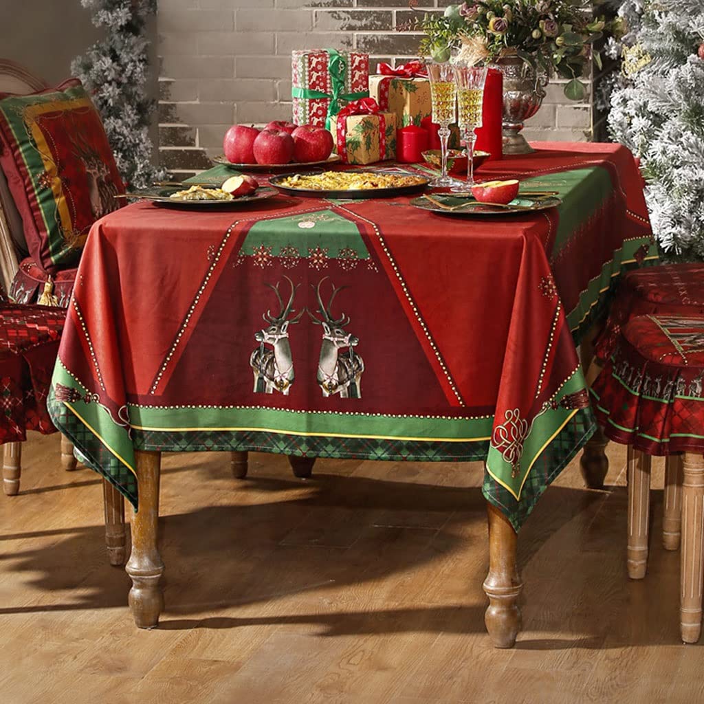 Christmas Red Rectangular Tablecloth 55x71 Inch - Indoor/Outdoor Waterproof Fabric Table Cover for Dining, Tea Table, Party, Picnic, Spring & Summer Gatherings - Durable Household Decor for Holidays & Everyday Use
