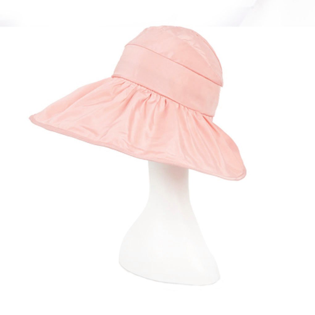 FakeFace Women's UV Sun Protection Visor - Wide Brim Floppy Beach Hat for Summer, Pink | Sun Hat for Outdoor Activities, Gardening, Travel & Beach Vacations