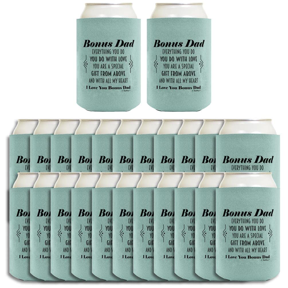 24-Pack Can Coolers for Adoptive Dad - 'You Are a Gift From Above' Poem Insulated Drink Holders - Perfect for Father's Day, Birthday Gifts & BBQ Parties