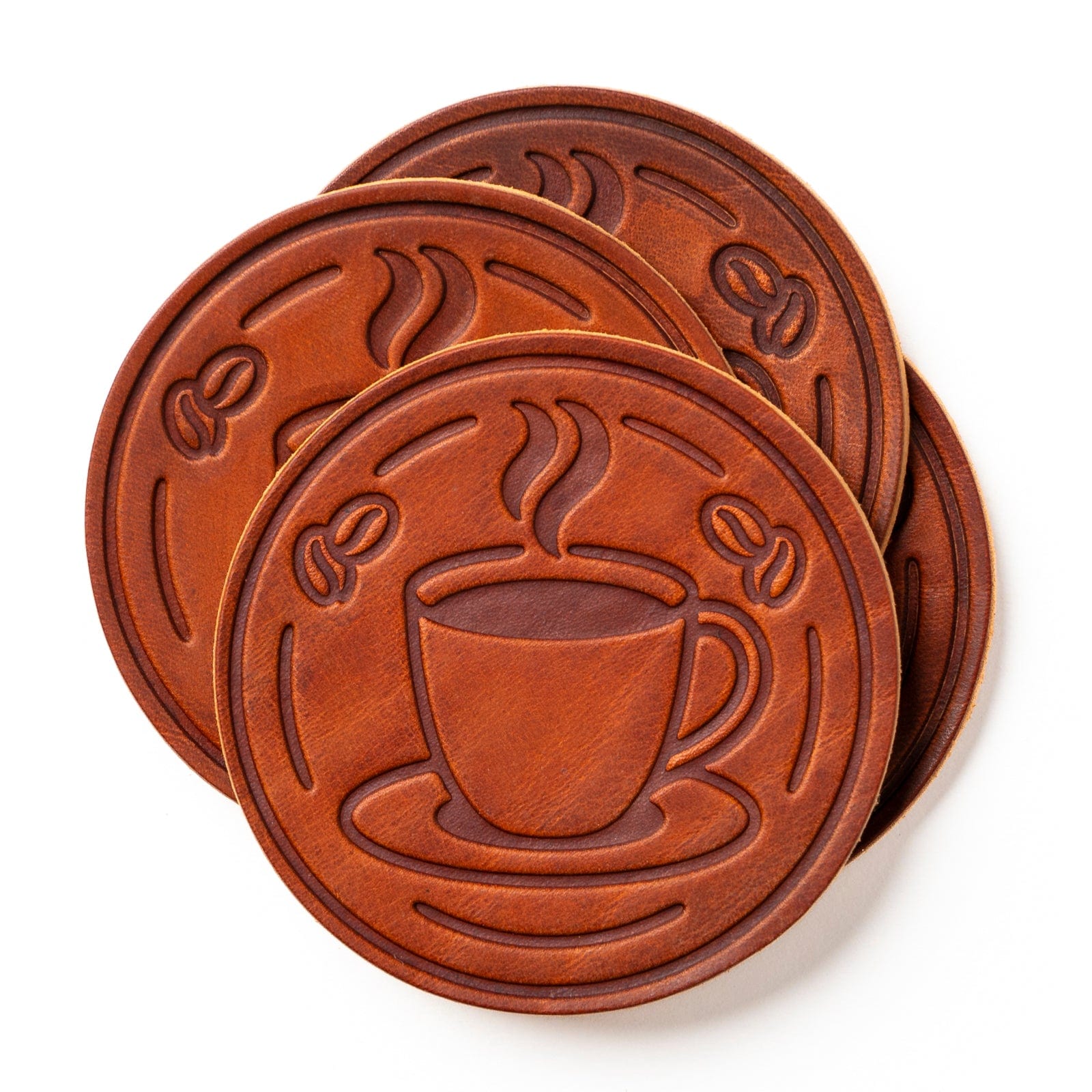 Premium Leather Coasters Set of 4 - Absorbent Drink Pads for Coffee, Tea & Wine - Elegant Home & Office Bar Accessories