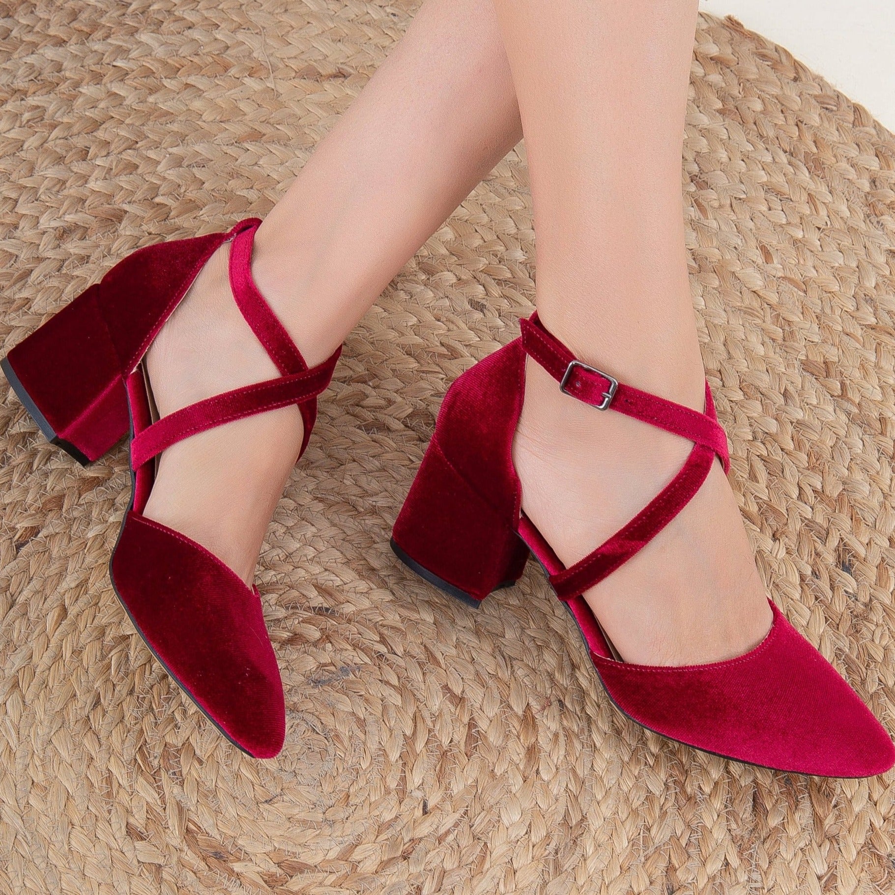 Burgundy Velvet Shoes for Women - Comfortable & Stylish Loafers - Perfect for Casual Wear, Office & Parties