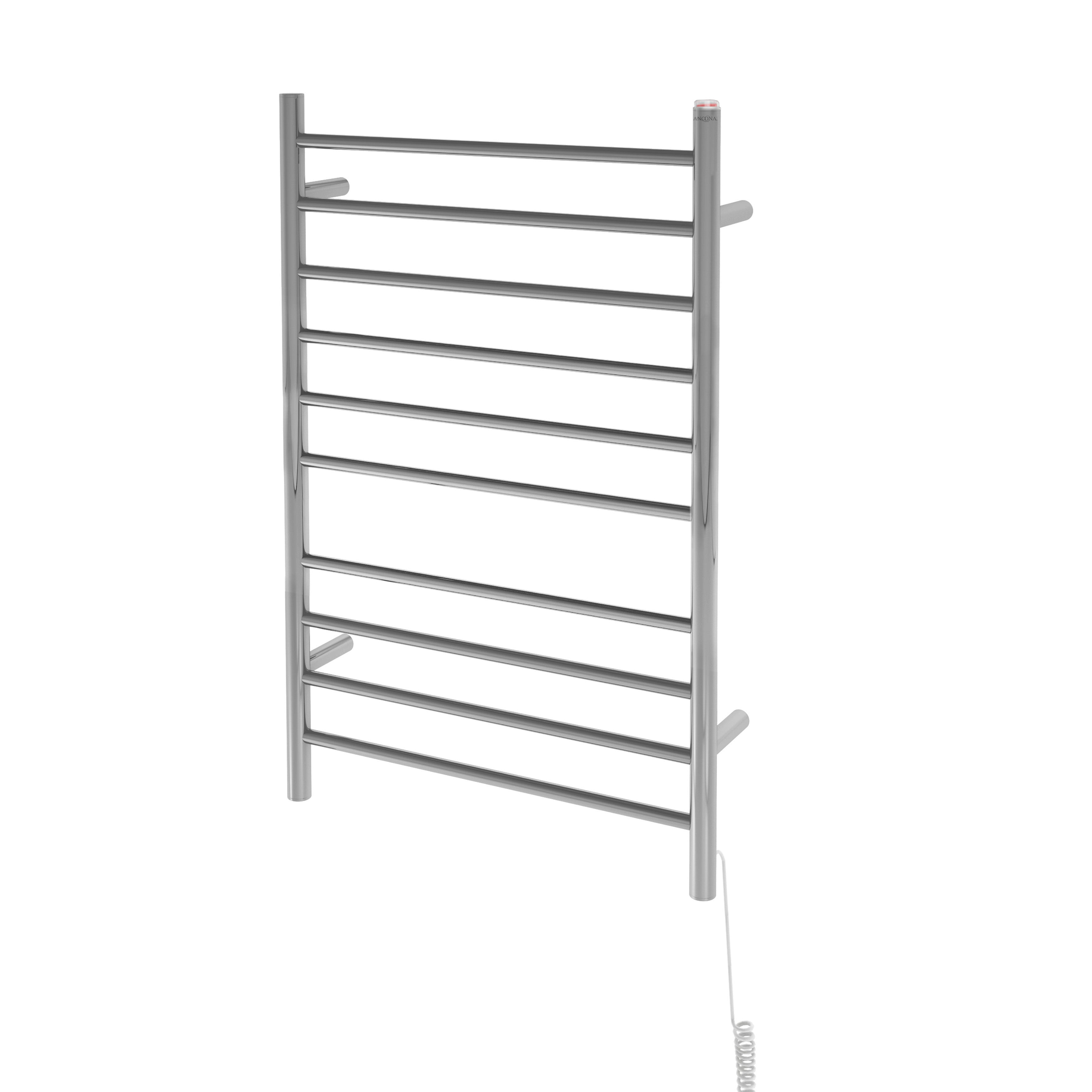 Novara Dual 10 Bar Wall Mounted Stainless Steel Towel Warmer - Bathroom Luxury Heated Towel Rack for Spa, Hotel & Home Use
