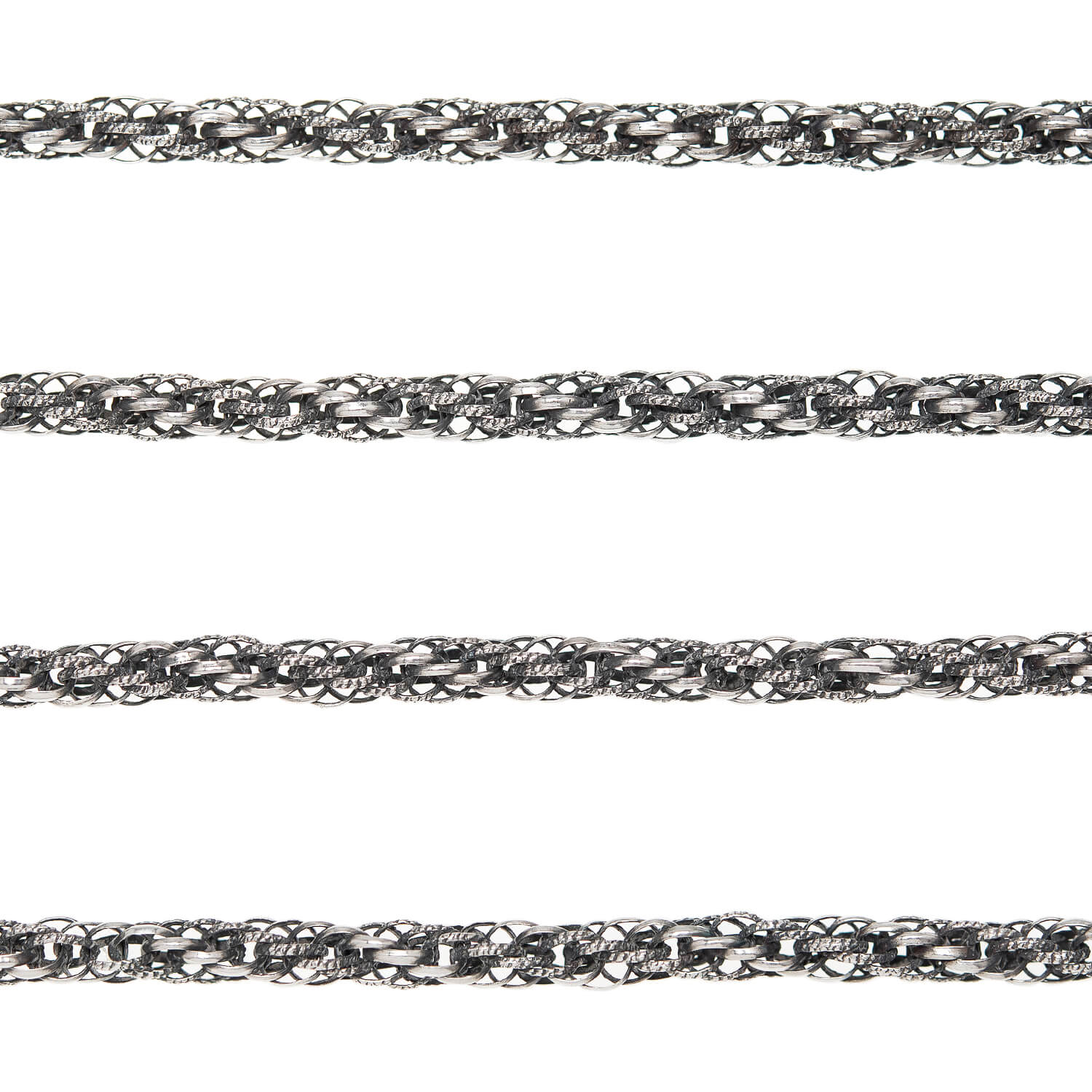 Georgian Sterling Silver Textured Link Chain Necklace 18
