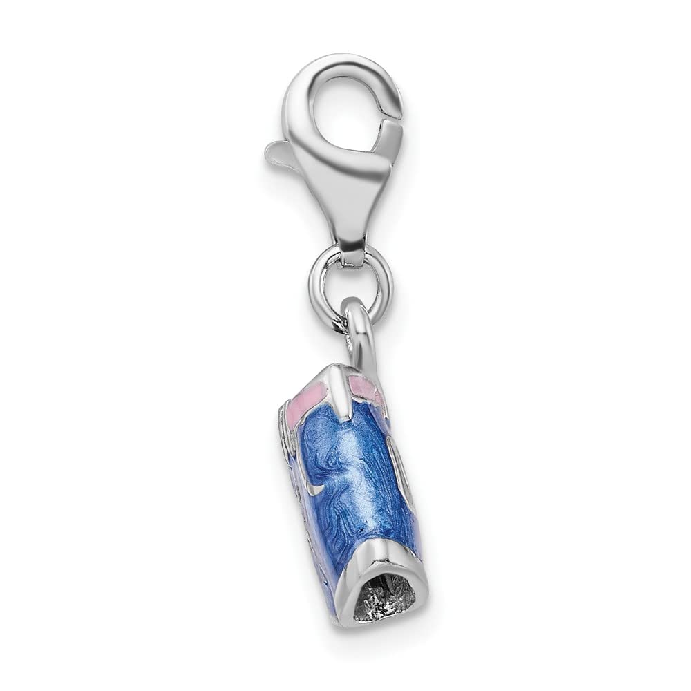 Sterling Silver 3D Enameled Blue Jean Shorts Charm with Lobster Claw Clasp - Perfect for Bracelets, Necklaces & Keychains - Trendy Jewelry Gift for Women & Teens