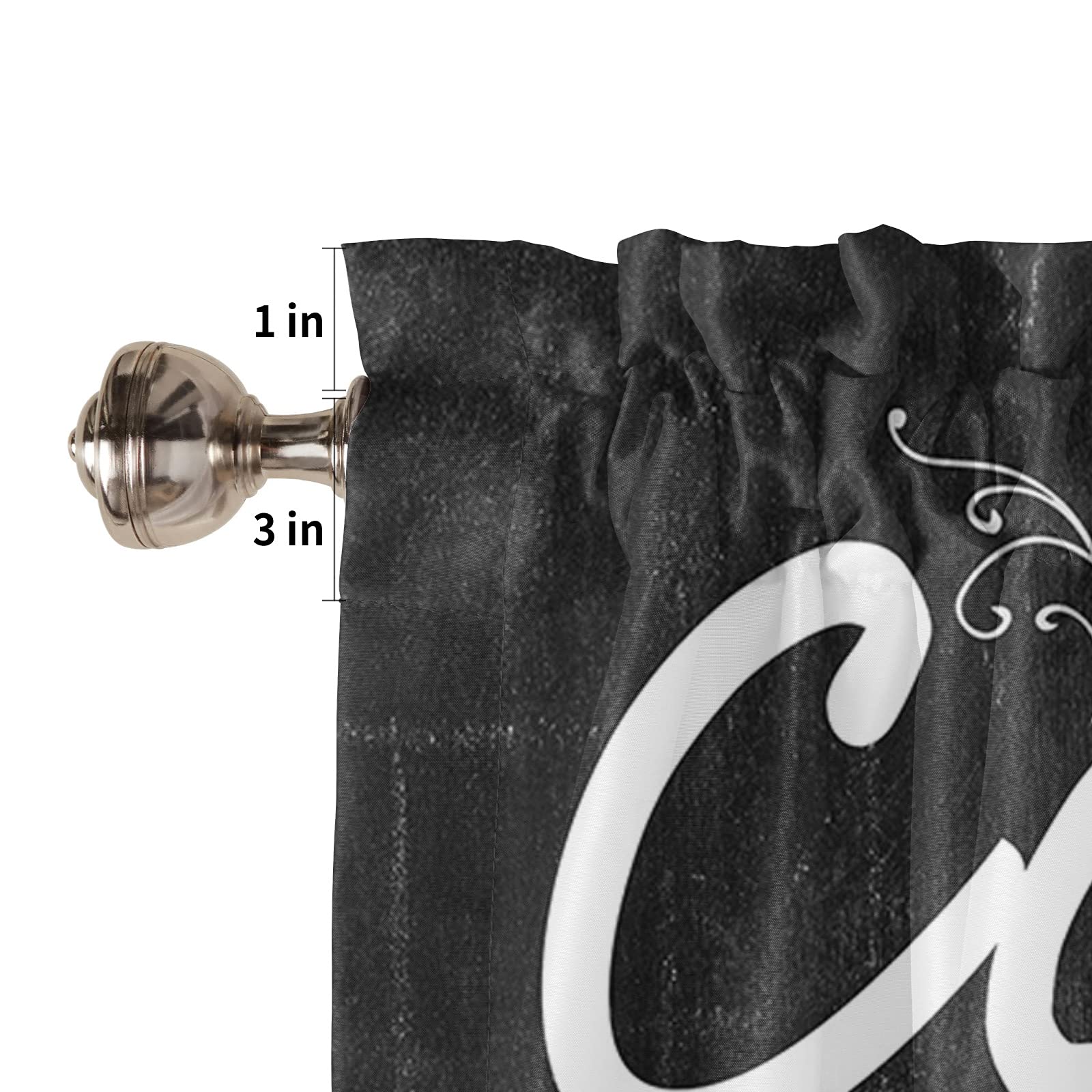 3-Piece Coffee Theme Kitchen Curtains Set with Valances, Farmhouse Style Rod Pocket Soft Washable Window Curtains for Cozy Kitchen Decor