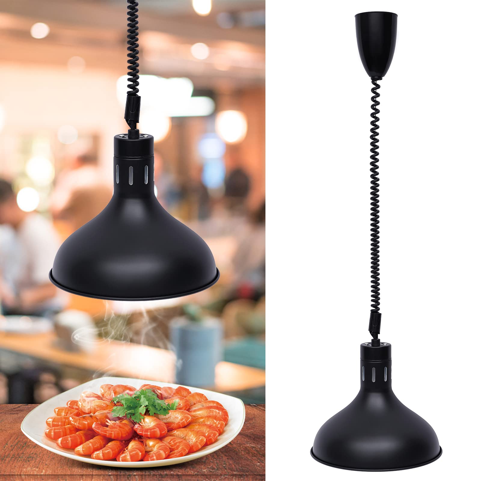 29 CM Commercial Electric Food Heat Lamp 110V 250W Overhead Food Warmer with 50°C Temperature - Restaurant Buffet, Catering, Bakery & Food Display Heating Solution