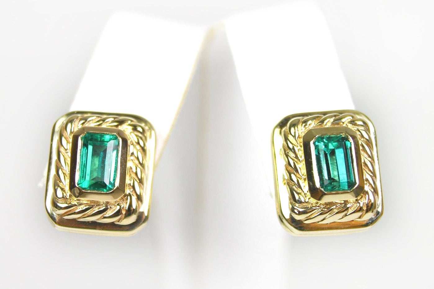 2.85tcw AAA+ Top Quality Colombian Emerald Stud Earrings in 14K Gold - Perfect for Weddings, Parties & Special Occasions