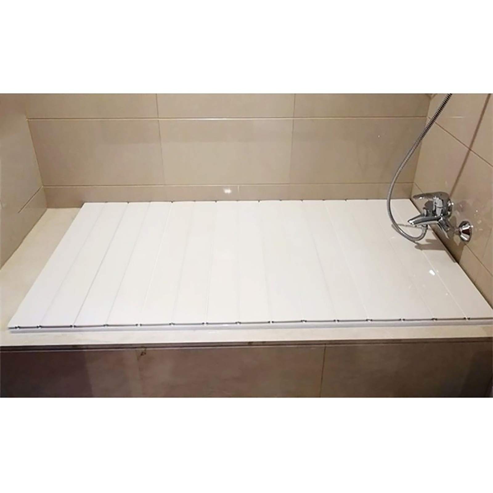 Premium White PVC Bathtub Tray & Cover - 142×70×0.6cm Foldable Dustproof Bath Lid, Insulation Board for Spa Relaxation | Perfect for Bathroom Organization & Bubble Bath Experience