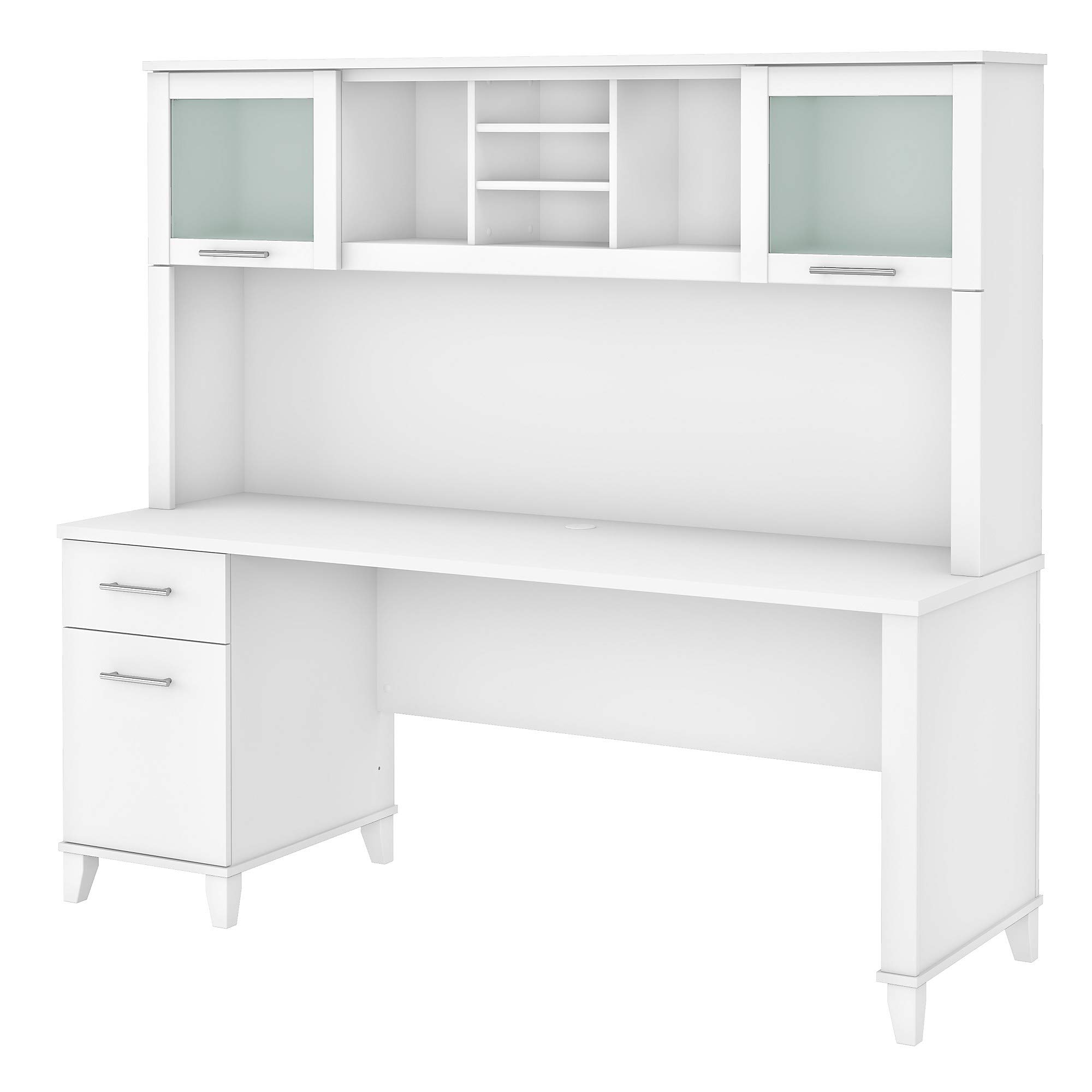 Bush Furniture Somerset 72W White Office Desk with Drawers and Hutch - Perfect for Home Office, Study Room & Workspace Organization