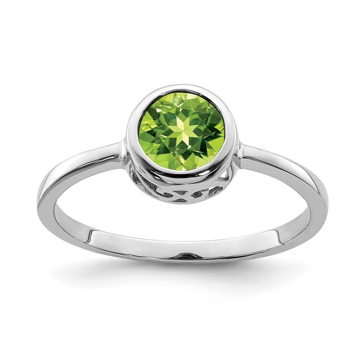925 Sterling Silver Polished Peridot Round Ring for Women | Dainty Green Gemstone Jewelry | Perfect for Everyday Wear, Gift Giving & Special Occasions