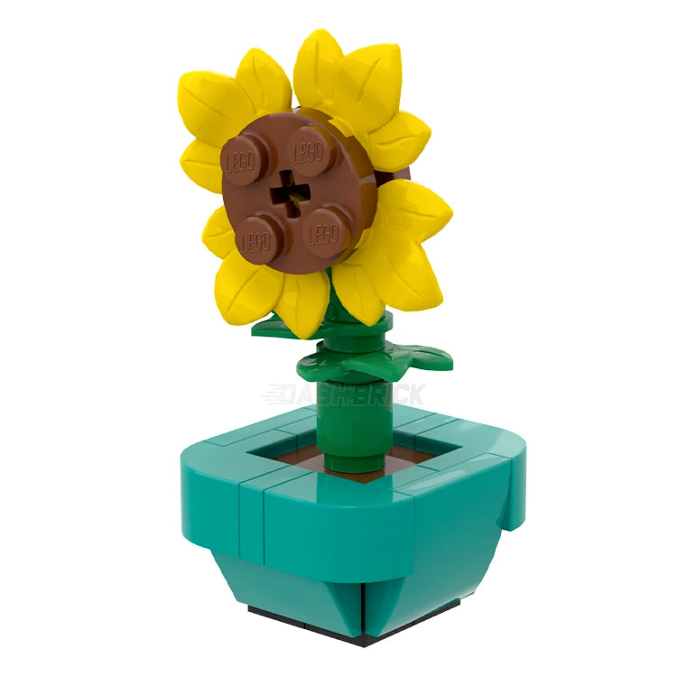 LEGO Brickanicals #3 Sunflower in Dark Turquoise Pot Building Kit - Creative Botanical Set for Adults & Kids - Perfect for Home Decor, Office Display & Gift Giving