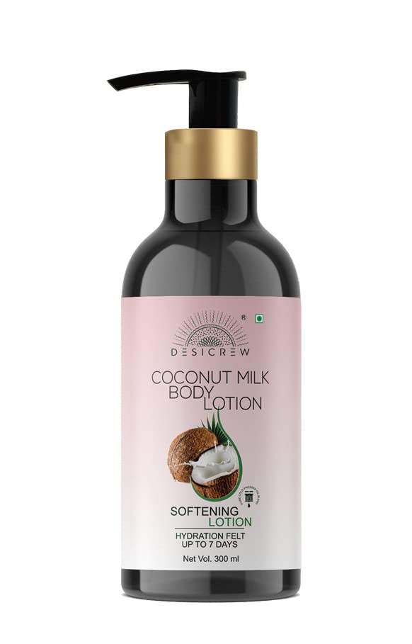 Desi Crew Coconut Milky Moisturizing Body Lotion - Deep Nourishing & Hydrating for Soft, Glowing Skin | Restores Dry Skin | Perfect for Daily Moisturizing After Shower or Before Bed