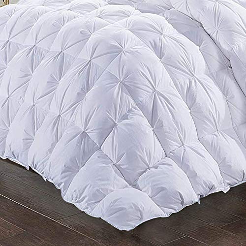 600 GSM All-Season 3-Piece Quilted Pinch Pleated Fluffy Comforter Set - 100% Cotton Duvet Insert with 2 Pillowcases (Full/Queen, White) | Ultra Soft Bedding for Cozy Nights & Luxury Hotel-Style Bedroom Decor