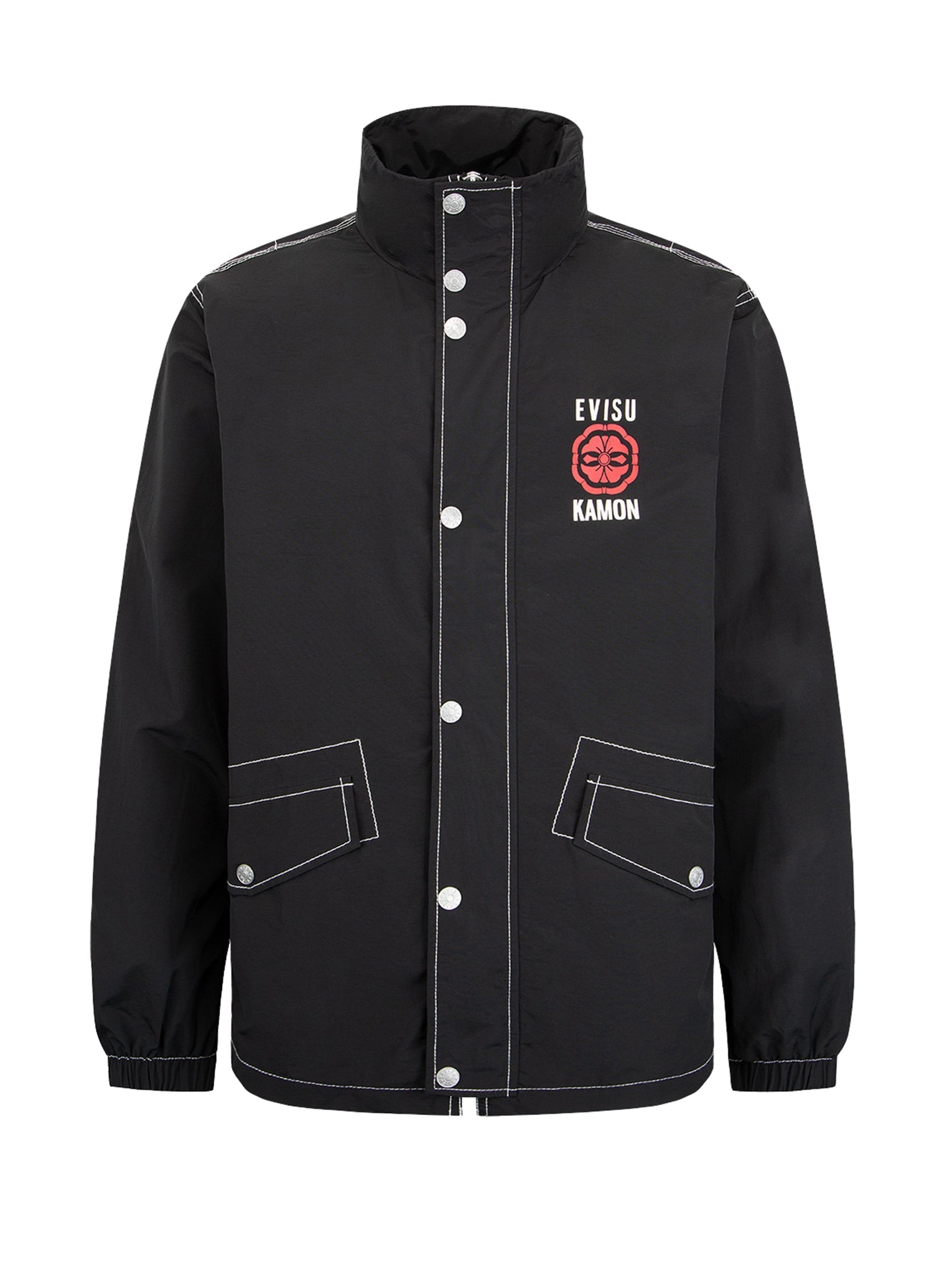 Kamon & Logo Print Jacket for Men - Stylish Japanese Emblem Design Lightweight Windbreaker - Perfect for Casual Outings, Travel & Streetwear Fashion