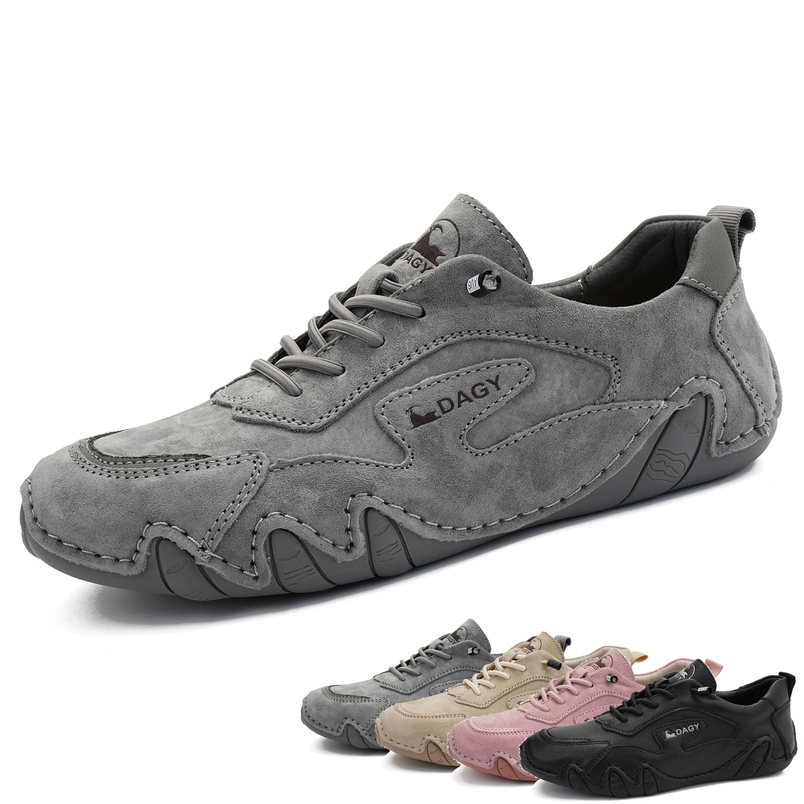 Vintage Women's Leather Hiking Shoes - Non-Slip Outdoor Walking Sneakers for Trail, Sports & Driving - Comfortable Lightweight Slip-On Fashion Shoes for Hiking, Travel & Casual Wear