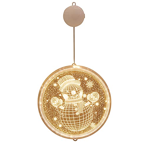 Volunmiu Christmas LED Hanging Lights - 16cm Snowman Decor with Bell, Elk & Star Designs for Holiday Window, Fireplace, Wall, Bedroom - Indoor/Outdoor Christmas Tree & Party Decoration Lights
