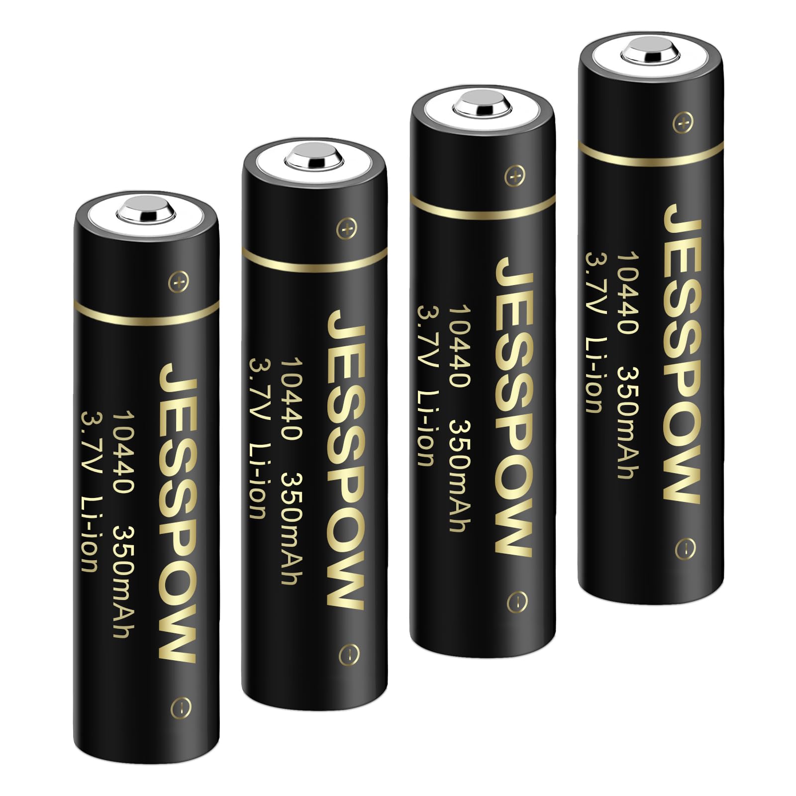 10440 Rechargeable Li-ion Battery 3.7V 350mAh - 4 Pack for LED Flashlights, Torches & Portable Electronics - Perfect for Camping, Emergency Kits & Outdoor Adventures
