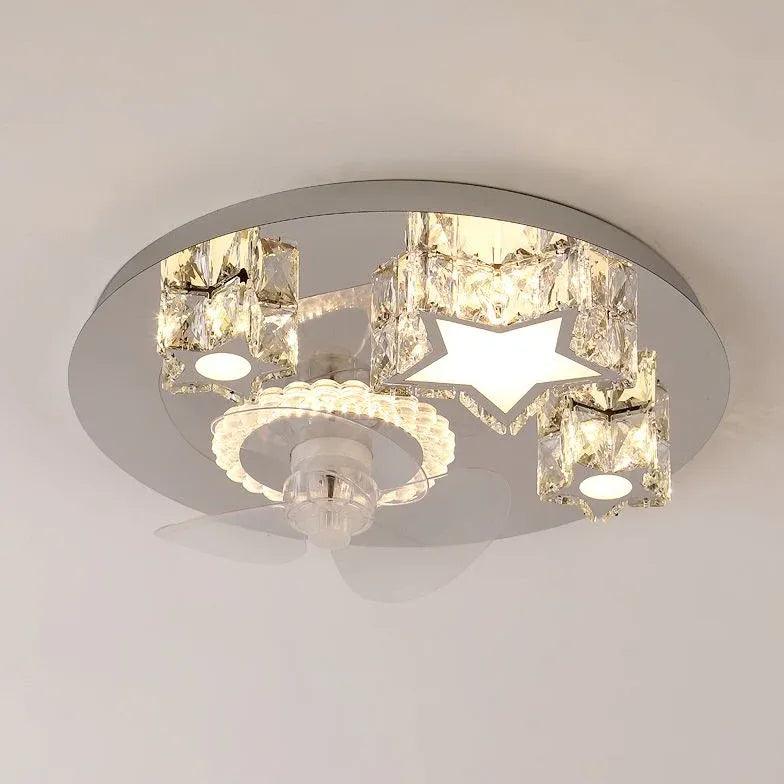 Modern Round Ceiling Fan with LED Light - Energy Efficient Quiet Bedroom Fan - Perfect for Bedroom, Living Room & Nursery Cooling & Lighting