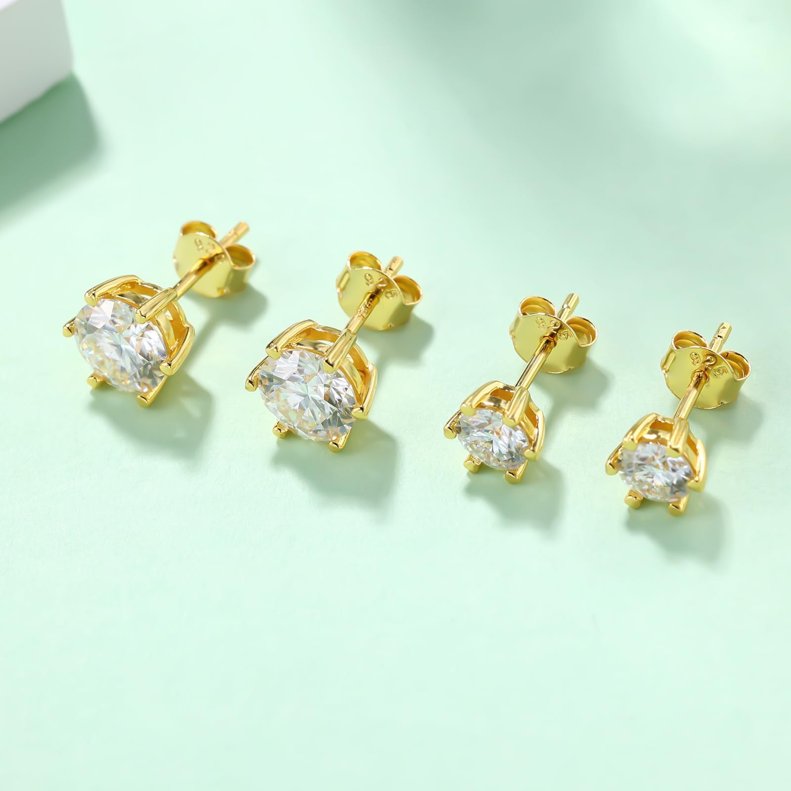 BREN Moissanite Stud Earrings for Women - 0.6ct to 4ct D Color Lab-Created Diamond Alternative, 925 Sterling Silver Handmade Solitaire Earrings | Perfect Christmas Gift, Anniversary Present & Everyday Elegance