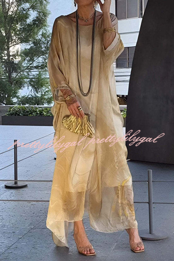 Stylish Printed Crew Neck Loose Maxi Dress for Women - Resort Wear, Beach Vacation & Summer Outfits