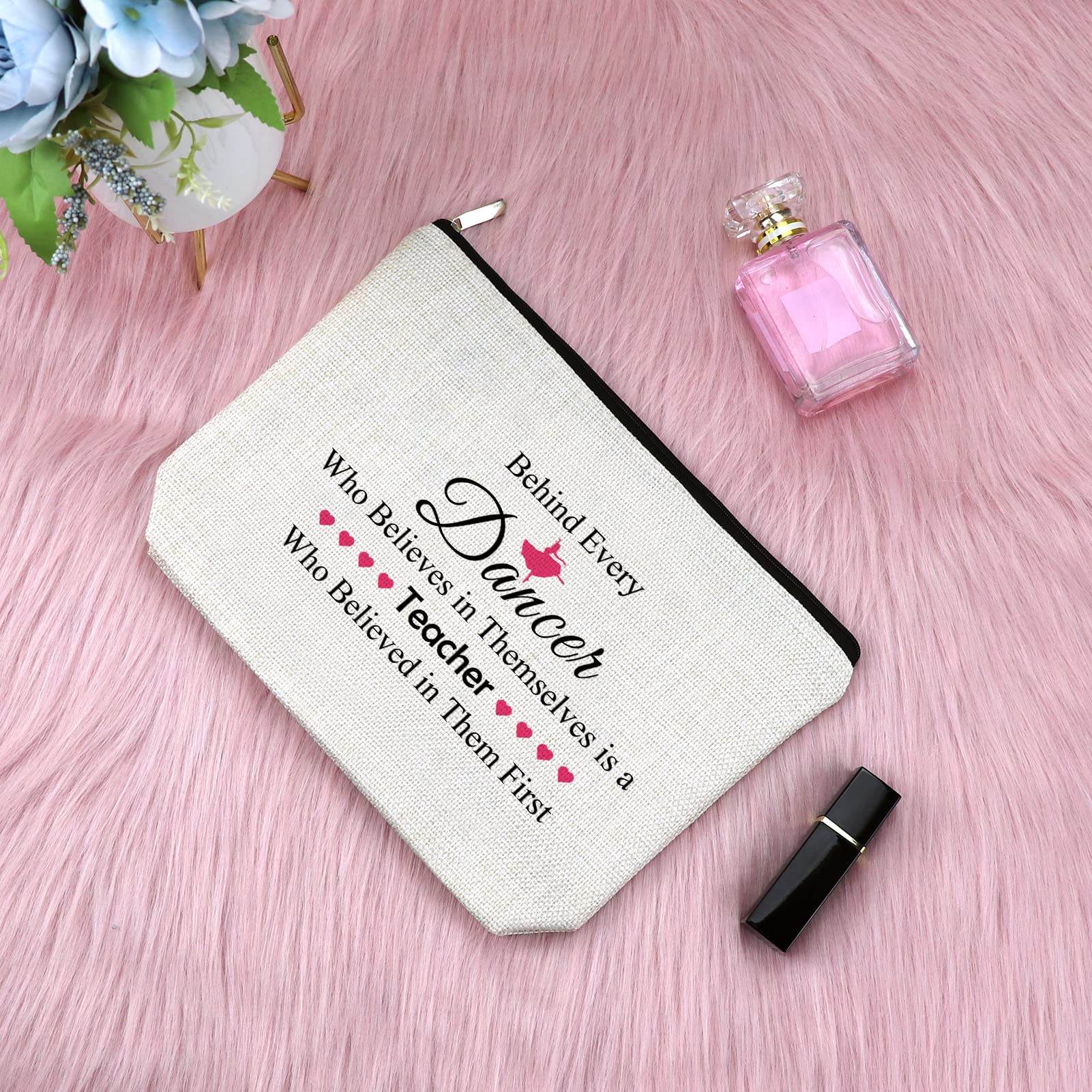 Dance Teacher Gift Makeup Bag - Birthday, Retirement & Graduation Present for Dancers