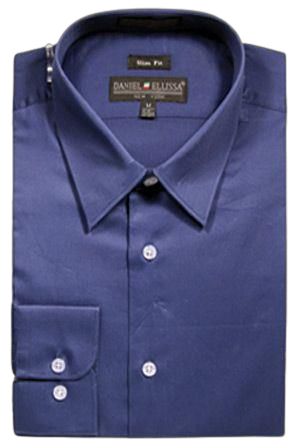 Daniel Ellissa Men's Slim Fit CVC Shirt DS3003 Navy Blue - Perfect for Office, Business Casual & Formal Wear